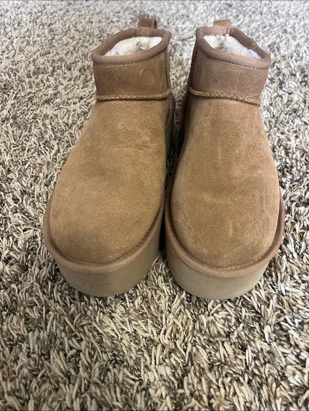 UGG Chestnut Suede Platform Ankle Booties